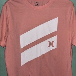 Hurley Pink and White Short Sleeve Tee